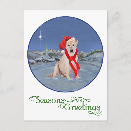 Yellow Labrador Retriever Christmas Feiertagspostkarte (Vorderseite)