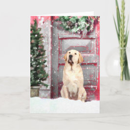 Yellow Labrador Retriever Christmas Grußkarten Feiertagskarte