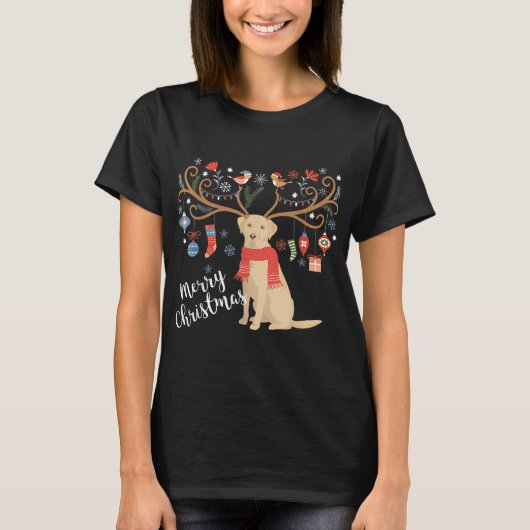 Yellow Labrador Retriever Christmas Hund Labrador T-Shirt (Vorderseite)