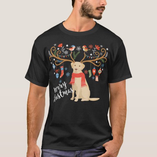 Yellow Labrador Retriever Christmas Hund Labrador T-Shirt (Vorderseite)