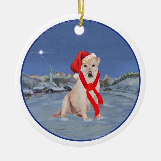 Yellow Labrador Retriever Christmas Keramik Ornament (Vorne)