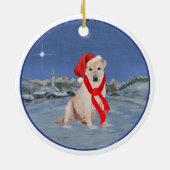 Yellow Labrador Retriever Christmas Keramik Ornament (Hinten)