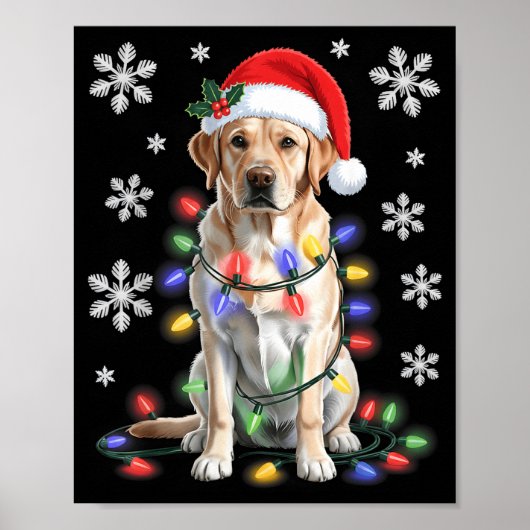Yellow Labrador Retriever Christmas Tree Light Paj Poster (Vorne)