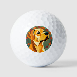 Yellow Labrador Retriever Dog Geometric Art Golfball