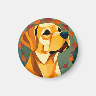 Yellow Labrador Retriever Dog Geometric Art Magnet