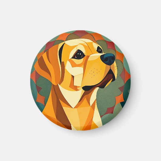 Yellow Labrador Retriever Dog Geometric Art Magnet (Vorne)