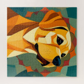 Yellow Labrador Retriever Dog Geometric Art Puzzle (Horizontal)