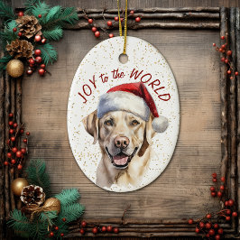 Yellow Labrador Retriever Dog Joy to World Keramik Ornament