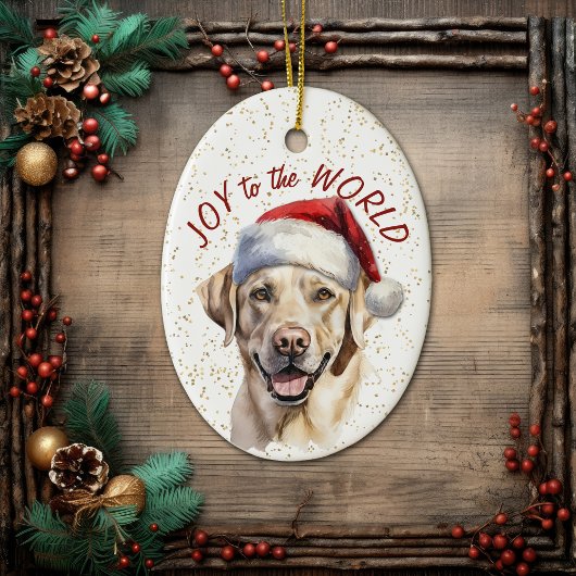 Yellow Labrador Retriever Dog Joy to World Keramik Ornament