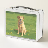 Yellow Labrador Retriever Dog Metall Brotdose (Rückseite)