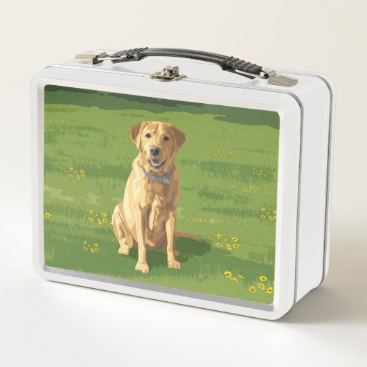 Yellow Labrador Retriever Dog Metall Brotdose (Vorderseite)