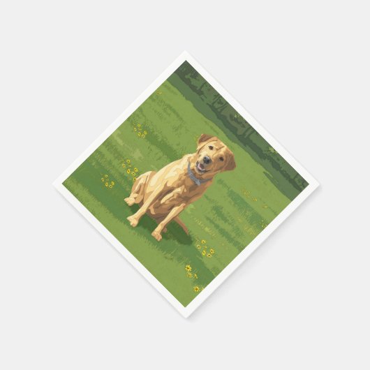 Yellow Labrador Retriever Dog Serviette (Ecke)