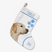 Yellow Labrador Retriever Dog Snowflakes Kleiner Weihnachtsstrumpf (Vorderansicht (hängend))