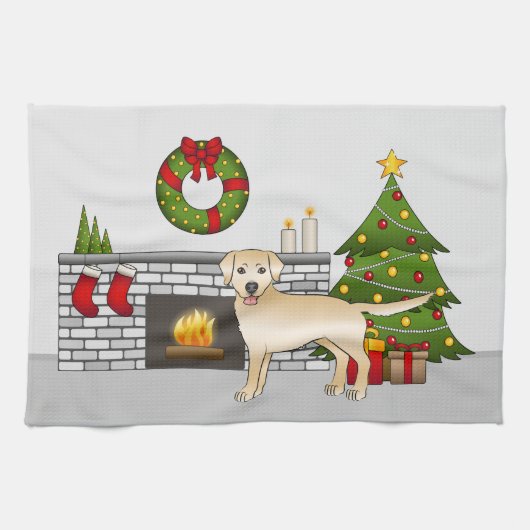 Yellow Labrador Retriever - Festlicher Weihnachtsr Geschirrtuch (Horizontal)