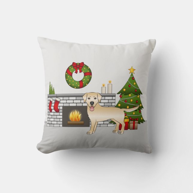 Yellow Labrador Retriever - Festlicher Weihnachtsr Kissen (Vorderseite)