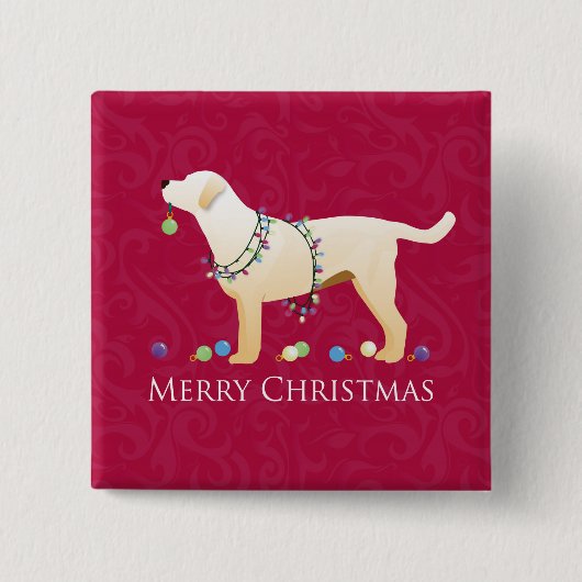 Yellow Labrador Retriever Frohe Weihnachtsgestaltu Button (Vorderseite)