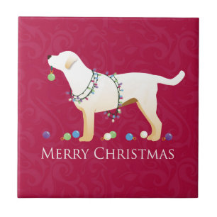 Yellow Labrador Retriever Frohe Weihnachtsgestaltu Fliese