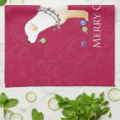 Yellow Labrador Retriever Frohe Weihnachtsgestaltu Küchentuch (Gefaltet)