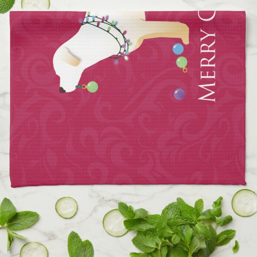 Yellow Labrador Retriever Frohe Weihnachtsgestaltu Küchentuch (Gefaltet)