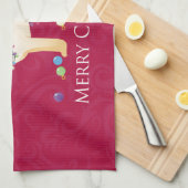 Yellow Labrador Retriever Frohe Weihnachtsgestaltu Küchentuch (Viertel Falte)