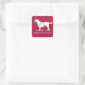 Yellow Labrador Retriever Frohe Weihnachtsgestaltu Quadratischer Aufkleber (Tasche)