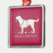 Yellow Labrador Retriever Frohe Weihnachtsgestaltu Silbernes Ornament (Links)