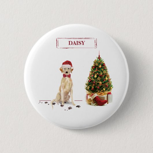 Yellow Labrador Retriever Funny Christmas Dog Button (Vorderseite)