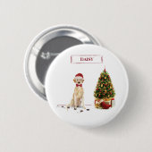 Yellow Labrador Retriever Funny Christmas Dog Button (Vorne & Hinten)