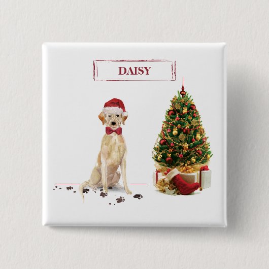 Yellow Labrador Retriever Funny Christmas Dog Button (Vorderseite)