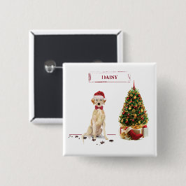 Yellow Labrador Retriever Funny Christmas Dog Button