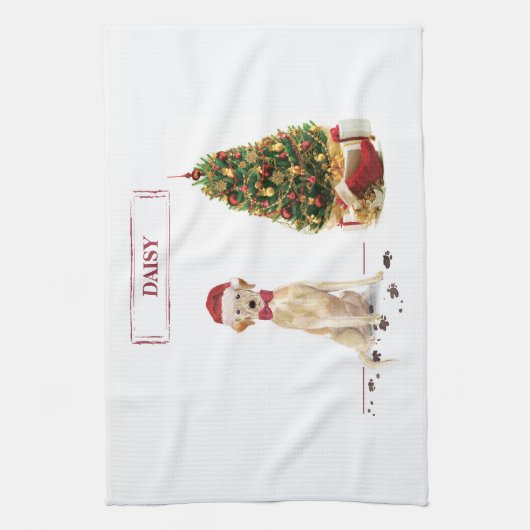 Yellow Labrador Retriever Funny Christmas Dog Geschirrtuch (Vertikal)