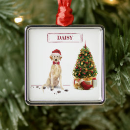 Yellow Labrador Retriever Funny Christmas Dog Ornament Aus Metall
