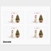 Yellow Labrador Retriever Funny Christmas Dog Rechteckiger Aufkleber (Blatt)
