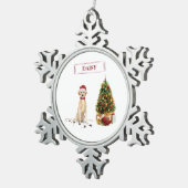 Yellow Labrador Retriever Funny Christmas Dog Schneeflocken Zinn-Ornament (Rechts)