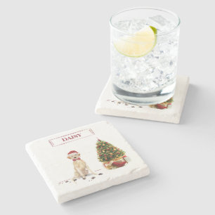 Yellow Labrador Retriever Funny Christmas Dog Steinuntersetzer