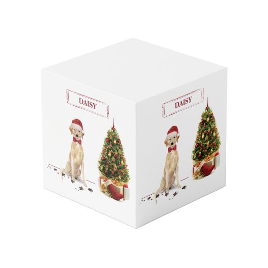 Yellow Labrador Retriever Funny Christmas Dog Würfel (Vorderseite Schrägansicht)