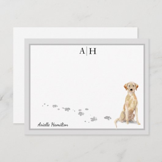 Yellow Labrador Retriever Gran Border Monogram Mitteilungskarte (Vorne/Hinten)