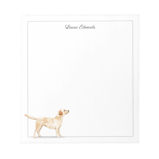 Yellow Labrador Retriever Gray Border Personalized Notizblock (Vorderseite)