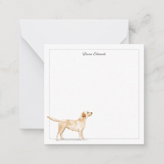Yellow Labrador Retriever Gray Border Square Mitteilungskarte (Vorderseite)