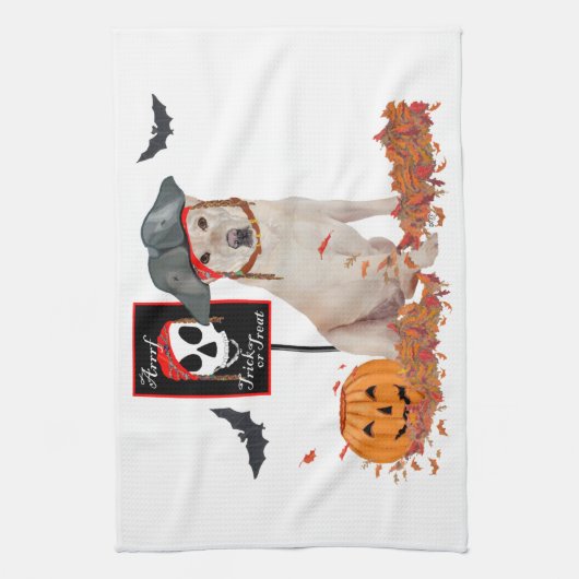 Yellow Labrador Retriever Halloween Geschirrtuch (Vertikal)
