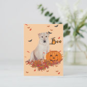Yellow Labrador Retriever Halloween Postkarte (Stehend Vorderseite)