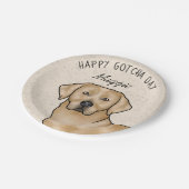 Yellow Labrador Retriever Happy Gotcha Day Pappteller (Schrägansicht)