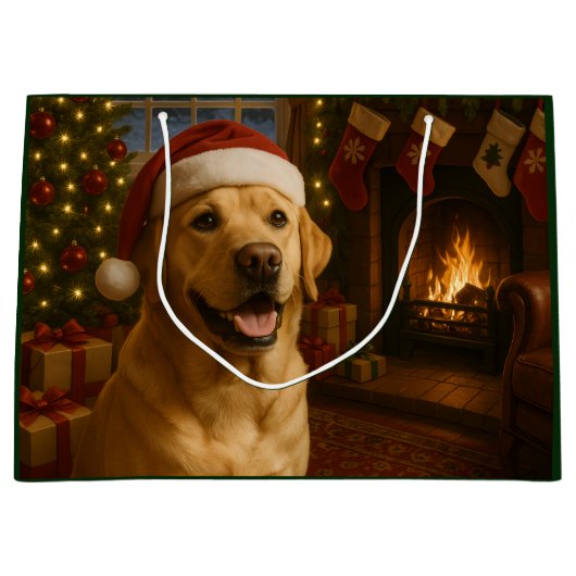 Yellow Labrador Retriever Holiday  Große Geschenktüte (Vorderseite)