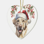 Yellow Labrador Retriever Hund Holly Wreath Keramik Ornament (Links)