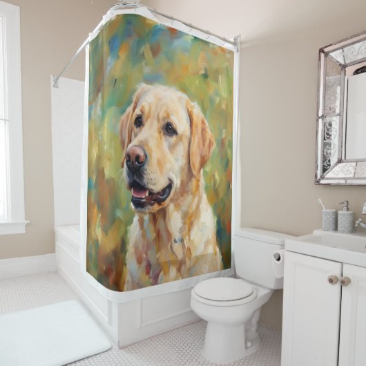 Yellow Labrador Retriever Impressionist Art Duschvorhang (Beispiel)