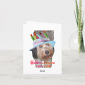 Yellow Labrador Retriever in Birthday Hat Karte (Rückseite)