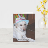 Yellow Labrador Retriever in Birthday Hat Karte (Gelbe Blume)