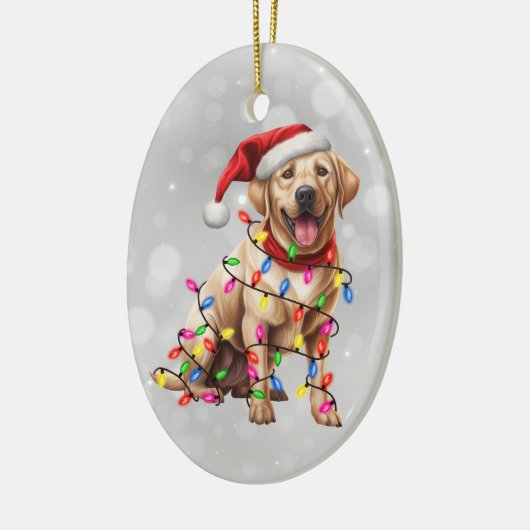 Yellow Labrador Retriever in Christmas Lights Keramik Ornament (Links)