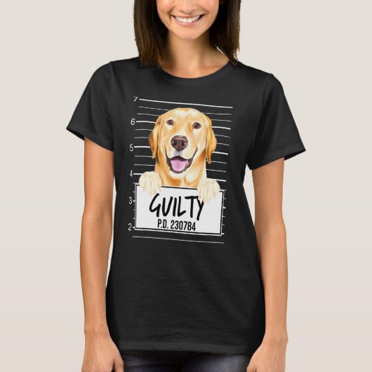 Yellow Labrador Retriever Mugshot Guilty Dog T-Shirt (Vorderseite)