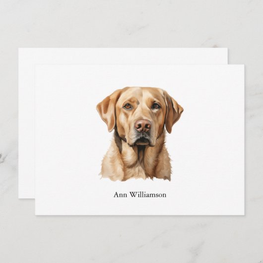 Yellow Labrador Retriever Note Card Einladung (Vorne/Hinten)